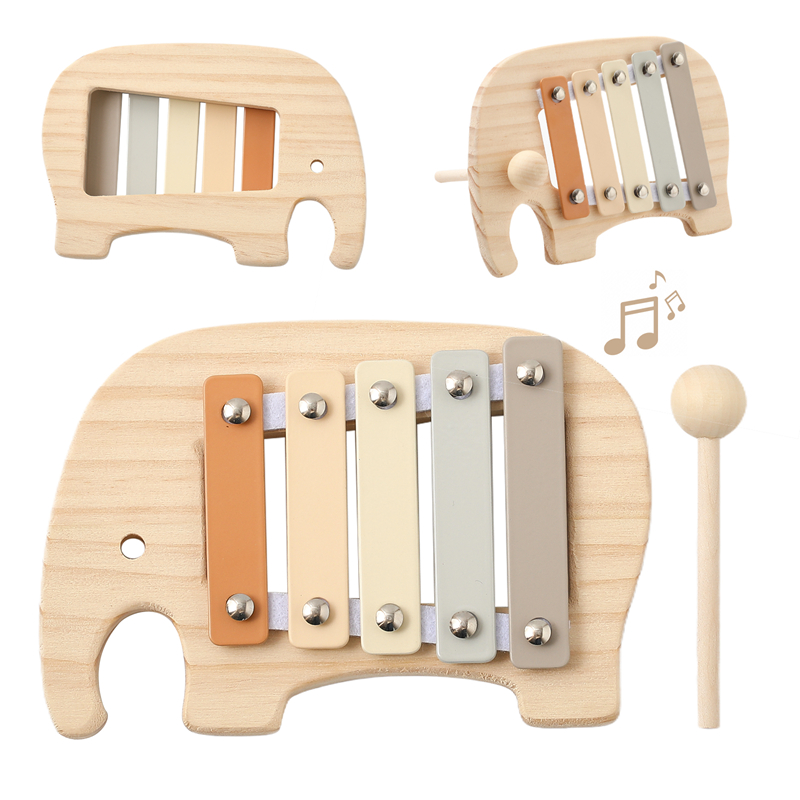 Musical Instrument Xylophone - Zabawka Montessori dla dzieci kreskówka słoń