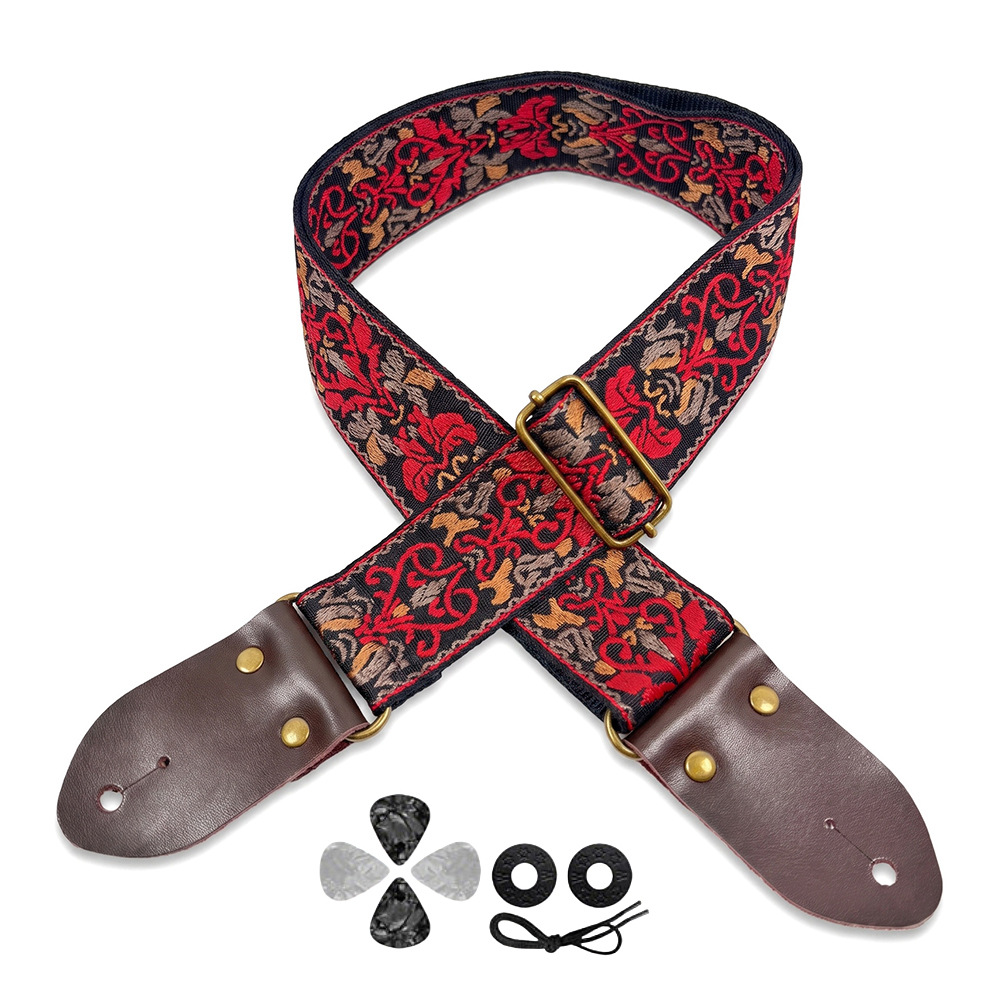 Musical Instrument Note - Haftowany pasek do gitary w stylu